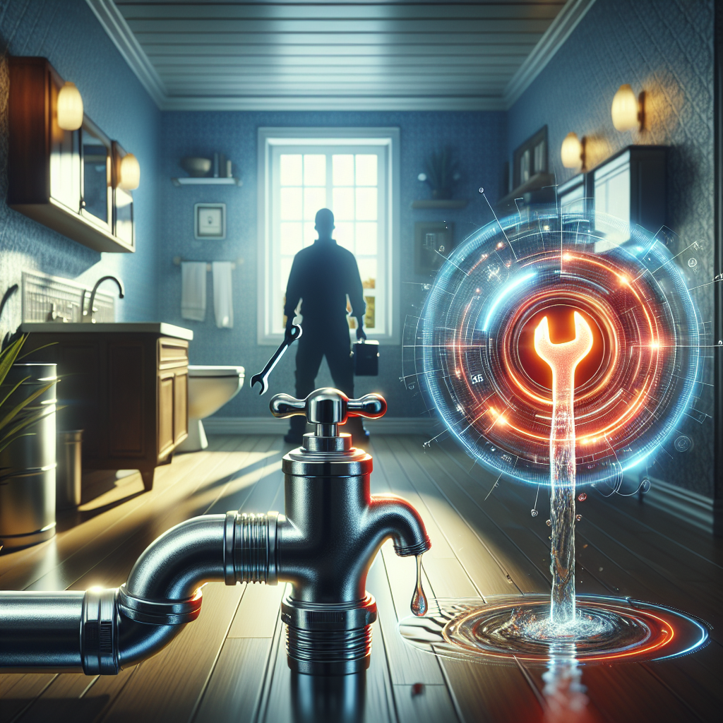 Realistic home plumbing scene indicating urgent 24 hour plumbers service.