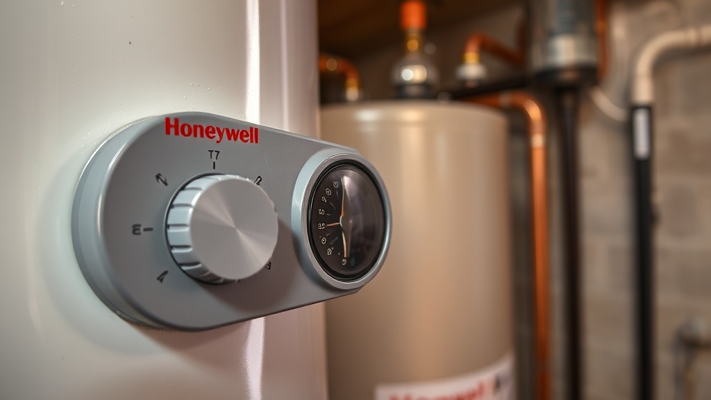 Honeywell Water Heater with Inactive Status Light Honeywell hot water heater control valve with dark unlit status light showing no power or fault condition