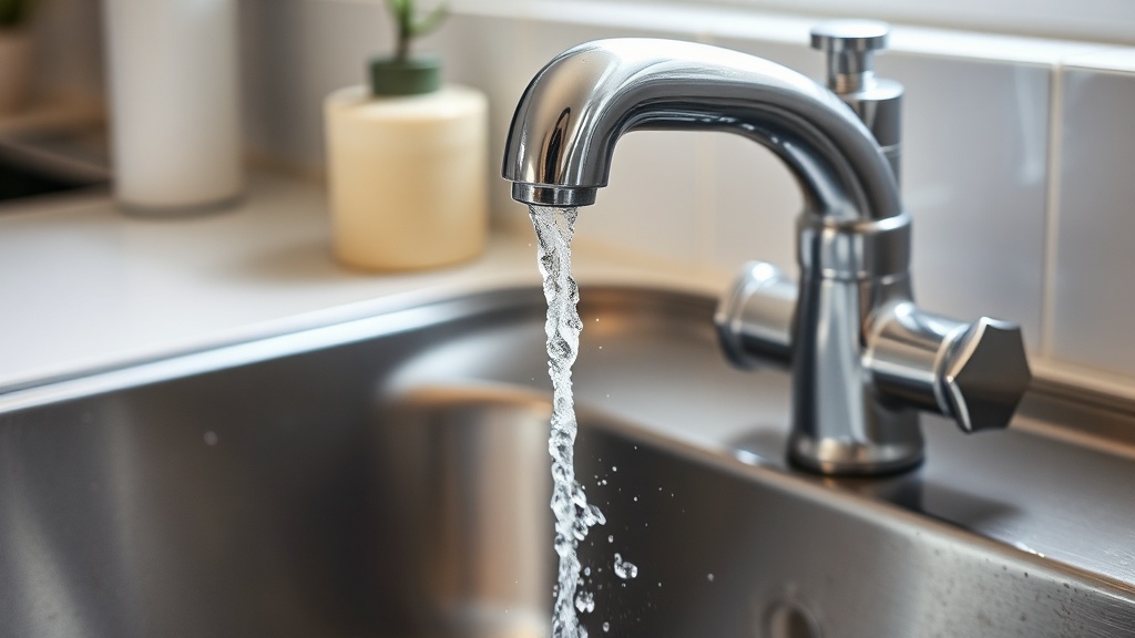 Weak Hot Water Flow From Kitchen Faucet Hot water faucet running at weak trickle showing low pressure problem in residential sink