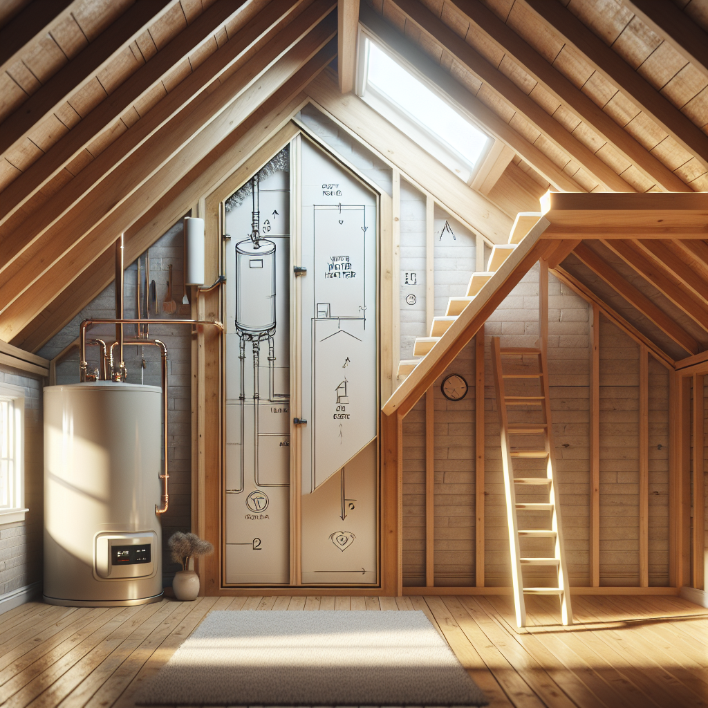 Professional attic door installation near me with pull-down stairs and water heater