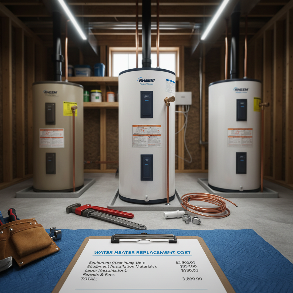 50-Gallon Water Heater Replacement Cost Breakdown 50-gallon water heater replacement cost comparison showing gas and electric models with installation invoice