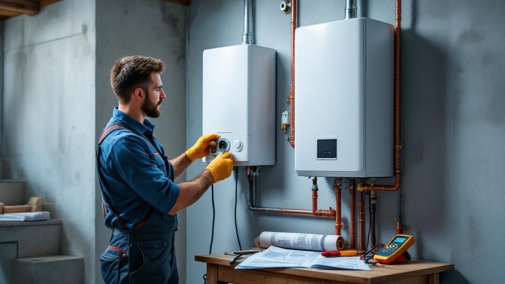 Expert Electric Water Heater Installation Process Professional plumber installing new electric water heater showing replacement process and connections