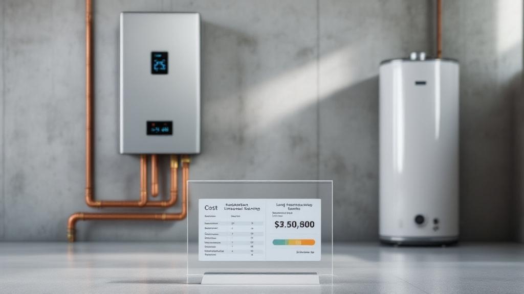 Tankless vs Tank Water Heater Cost Comparison Side-by-side comparison of tankless and traditional tank water heaters showing replacement cost differences