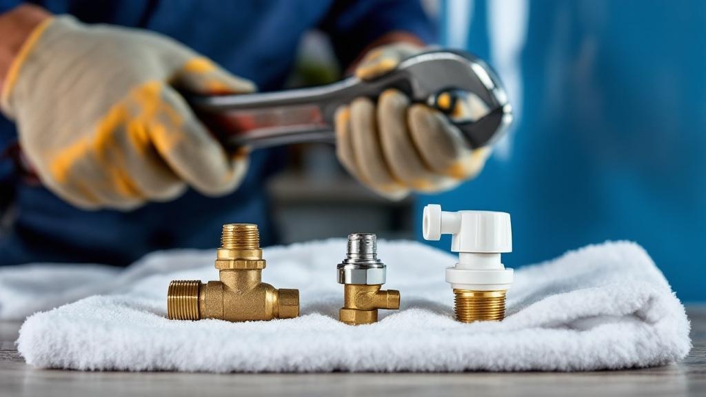 Comparing Different Water Heater Drain Valve Types Water heater drain valve replacement showing brass, quarter-turn, and plastic valve types being installed