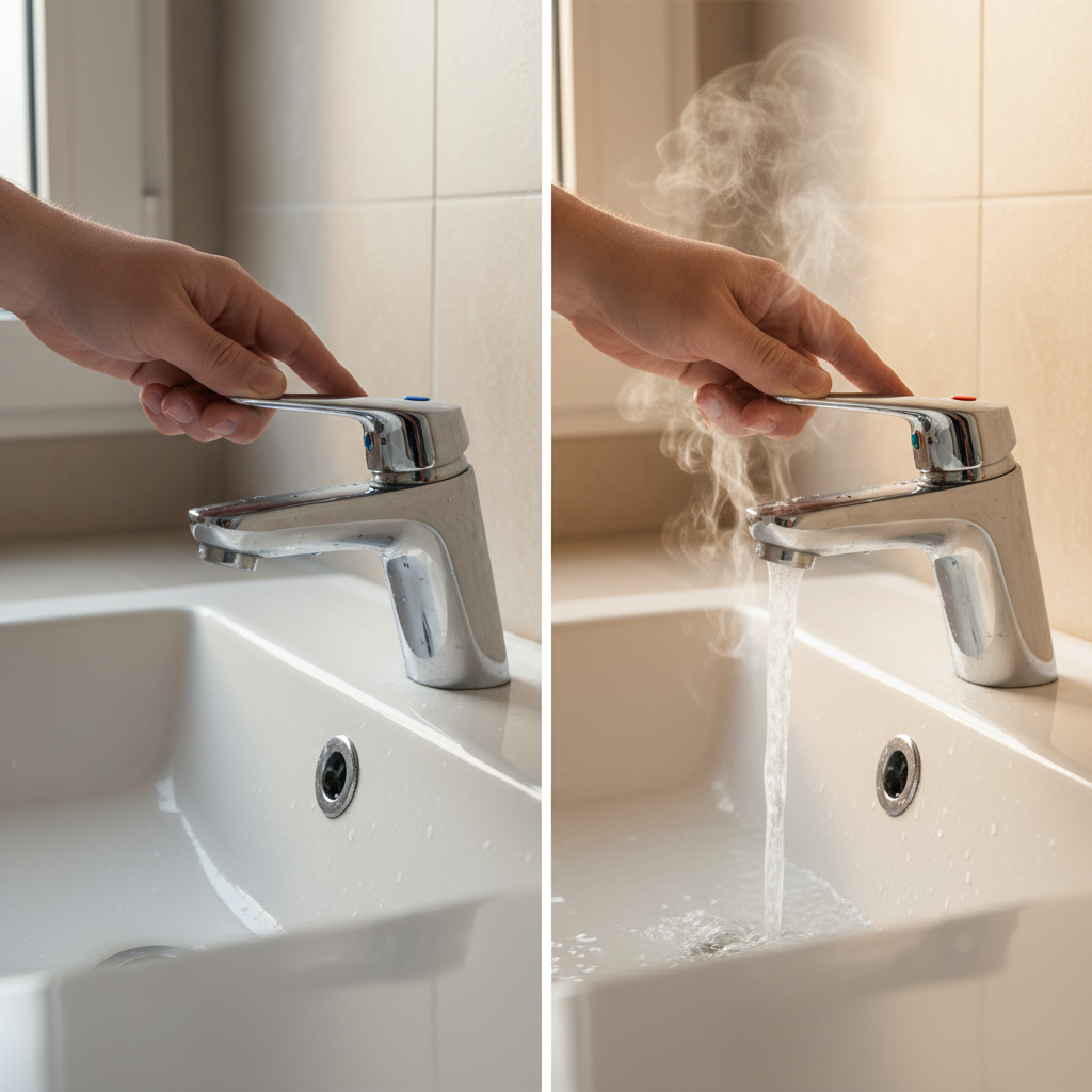 Cold Water Not Working But Hot Water Flows Normally Kitchen faucet showing no cold water flow but hot water running, illustrating common household plumbing issue