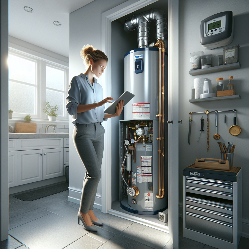 Professional technician inspecting water heater for emergency water heater repair