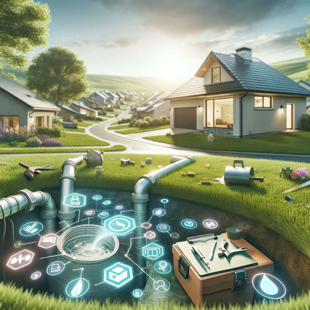 Professional septic system repair near me concept with home and toolkit